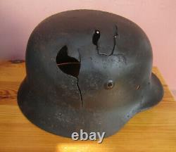 German WW2 Original helmet M40 Battle damaged