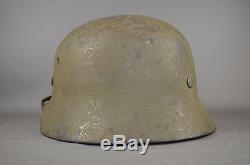 German WWII M35 Helmet Original Tan Olive Camo Reissue WW2 Camouflage Heer