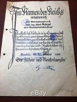 German WWII Wilhelm Frick signed promotion document. Authentic autograph