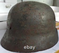 German Wehrmachr WWII Helmet M35 Original PAINT (Markings on klamers)