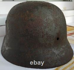 German Wehrmachr WWII Helmet M35 Original PAINT (Markings on klamers)