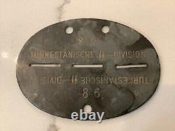 German World War II Waffen Elite Schutzstaffel TURKESTANISCHE Soldier Dog Tag