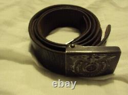 German Ww2 Original Elite Steel Belt Buckle And Belt Set Em/nco