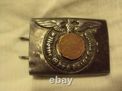 German Ww2 Original Elite Steel Belt Buckle And Belt Set Em/nco