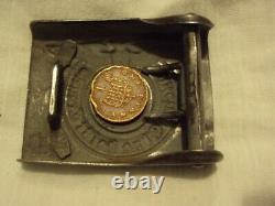 German Ww2 Original Elite Steel Belt Buckle And Belt Set Em/nco