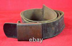 German Wwii Wehrmacht Military Steel Buckle + Leather Belt Very Rare War Relic