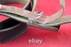 German Wwii Wehrmacht Military Steel Buckle + Leather Belt Very Rare War Relic