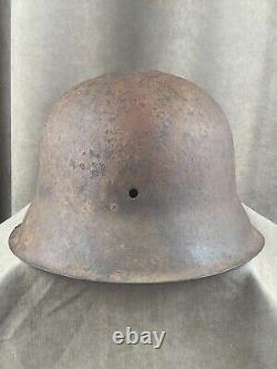 German original helmet of a soldier who was wounded. Wehrmacht 1939-1945 WW2