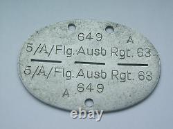 German pilot luftwaffe dog tag / identity disc 5 /A /FLG AUSB RGT 63