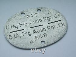 German pilot luftwaffe dog tag / identity disc 5 /A /FLG AUSB RGT 63