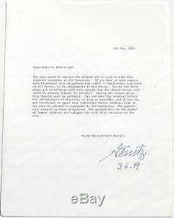 Karl Donitz German Naval Commander WW II Signed Autograph Typed Transcript
