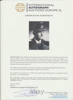 Karl Donitz, German WWII Admiral, Hand Signed Original Photo & IAEE COA 35x25cm
