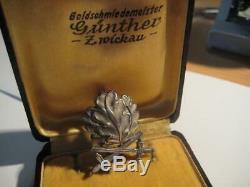 Knight cross oak leaves swords WWII award german pilot solid silver bakelit case