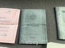LOT (3) Original WWI WWII German Soldier WehrpassHeer (Army)MoneyLetters
