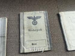 LOT (3) Original WWI WWII German Soldier WehrpassHeer (Army)MoneyLetters