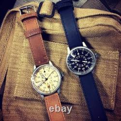 Luftwaffe Pilot Watch WW2 German ME 109 Military Wristwatch with Leather Strap