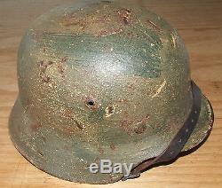 Magnificent Original WW2 M35 German Army Combat Helmet Normandy Camo Heer