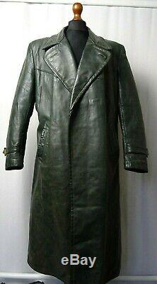 Men's WW2 German Officer Vintage Horsehide Leather Trench Coat 44R (L)