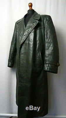 Men's WW2 German Officer Vintage Horsehide Leather Trench Coat 44R (L)