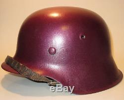 NAMED WWII German Army M42 ET64 Stahlhelm helmet with chinstrap and original liner