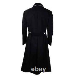 New Man's German M32 Black Gabardine Officer Coat Black Wool UNIFORM OVERCOAT