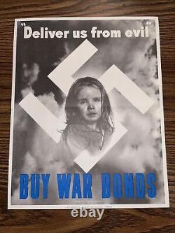 ORIGINAL 14 x 11 WWII Deliver Us From Evil War Poster Buy Bonds German Child
