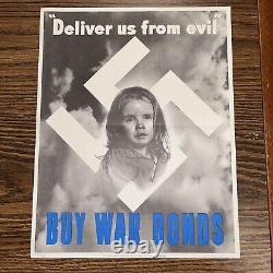 ORIGINAL 14 x 11 WWII Deliver Us From Evil War Poster Buy Bonds German Child