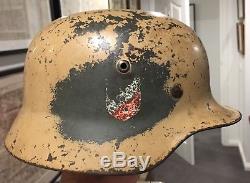 ORIGINAL Army Double Decal German WW2 Afrika Korps M35 Camo Helmet