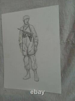 ORIGINAL Artwork Fallschirmjager MP40 para ww2 German