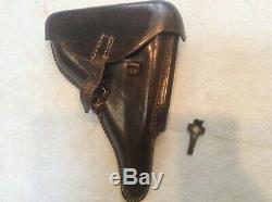 ORIGINAL GERMAN WWII MILITARY LUGER HOLSTER Marked dkk 42 P. 08 withtake down tool