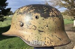 ORIGINAL German Camouflage Helmet WW2 ex mail home