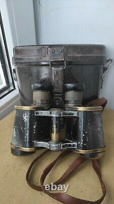 ORIGINAL Rare German WEHRMACHT Binoculars Bakkelite Box Marked Spindler & Hoyer