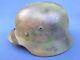 Original Ww2 Camouflaged German Normandy Helmet With Liner & Chin Strap, Named