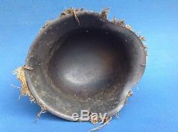 Original Ww2 German Combat Helmet With Decal, Cover And Barbed Wire