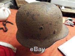 Original Ww2 German M35 Camo DD Army Helmet- Guaranteed E60 Day Return Privilege