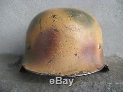 Original Ww2 German M35 Et66 Normandy Or Italian Theater Spray Camo Helmet