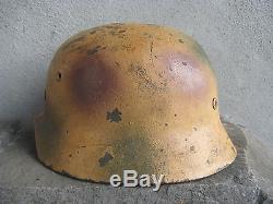 Original Ww2 German M35 Et66 Normandy Or Italian Theater Spray Camo Helmet