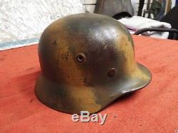 Original Ww2 German M40 Normandy Camo Steel Helmet Named And Unit Marked