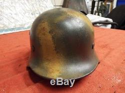 Original Ww2 German M40 Normandy Camo Steel Helmet Named And Unit Marked