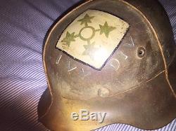 Original Ww2 German M42 Normandy Camo Steel Helmet With Wire And Capture Art