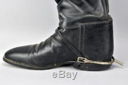 ORIGINAL WW2 GERMAN OFFICER's CALVARY BOOTS, BLACK LEATHER -NEAR MINT