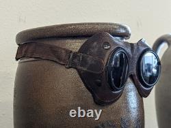 ORIGINAL WW2 German Soldier Troop Carl Zeiss Umbral Leather Goggles