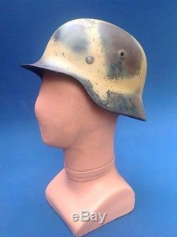 Original Ww2 Normandy D-day Bocage Region German Camouflaged Helmet & Liner