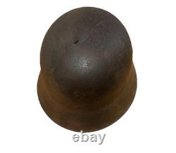 ORIGINAL Waffen-SS WW2 GERMAN M42 STEEL HELMET Normandy Barn Find Battle Damage