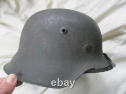 ORIGINAL genuine WW2 GERMAN WH ARMY m42 HELMET HKP62 4257 = 1944 & CHIN STRAP