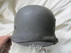 ORIGINAL genuine WW2 GERMAN WH ARMY m42 HELMET HKP62 4257 = 1944 & CHIN STRAP
