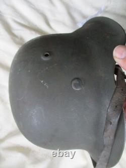 ORIGINAL genuine WW2 GERMAN WH ARMY m42 HELMET HKP62 4257 = 1944 & CHIN STRAP