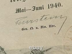 Original 1940 GRUPPE FEURSTEIN German Award Notice For OPERATION BÜFFEL NORWAY