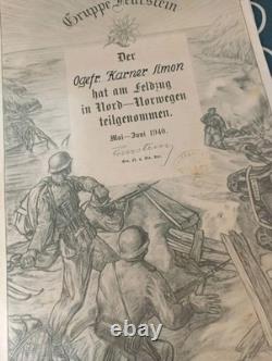 Original 1940 GRUPPE FEURSTEIN German Award Notice For OPERATION BÜFFEL NORWAY