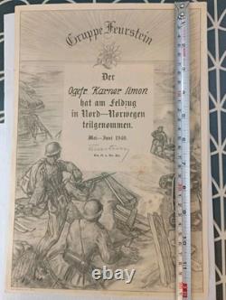Original 1940 GRUPPE FEURSTEIN German Award Notice For OPERATION BÜFFEL NORWAY